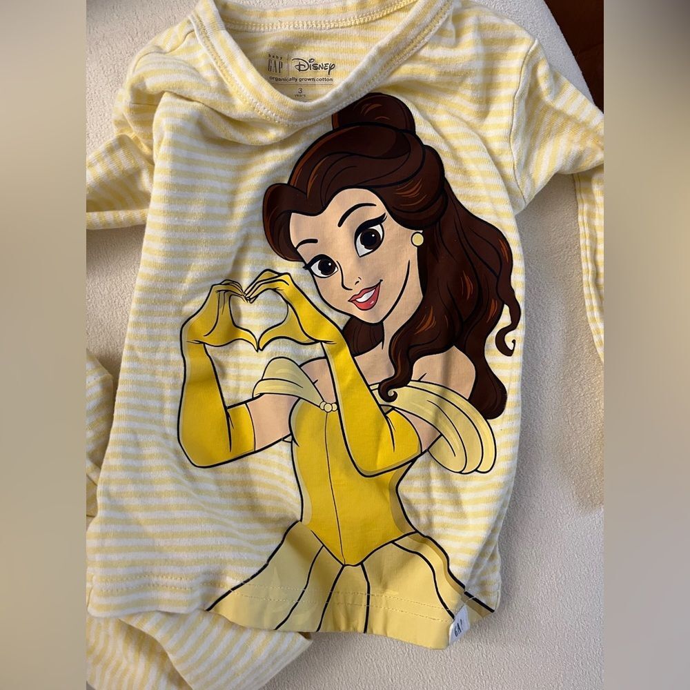 Gap × Disney Baby Organic Brushed Cotton Princess PJ Set- Belle size 3 years - Picture 6 of 6